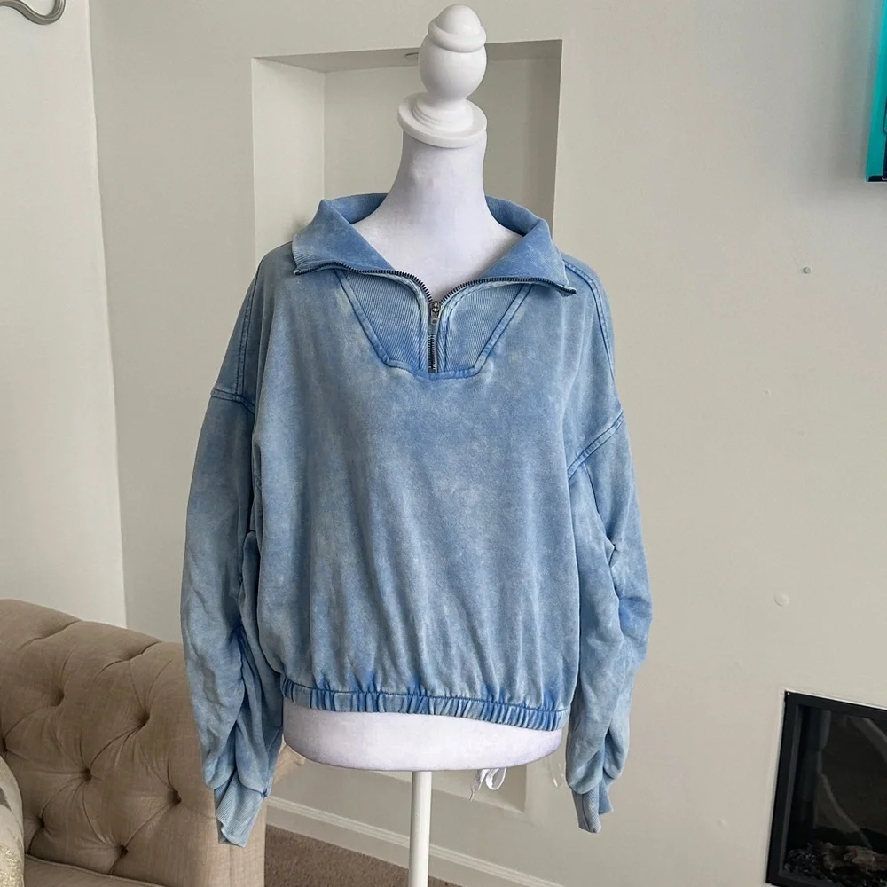 FP Movement by Free People Light Blue Cowl Neck Sweater